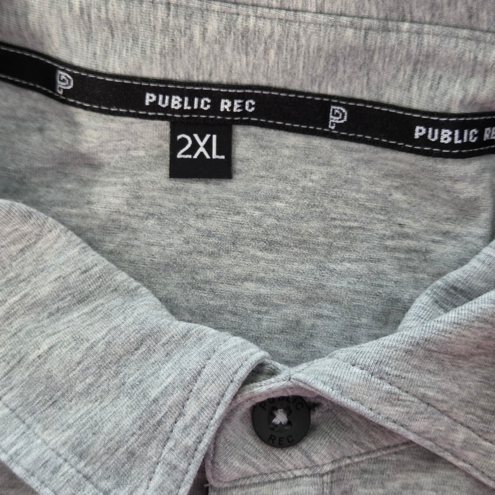 Public Rec Polo Shirt Men 2XL Gray Pima Cotton Blend Athleisure Golf Preppy Work - Picture 3 of 13